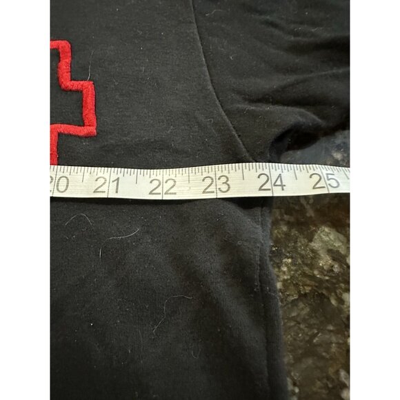 Vintage Audrey Jones Women’s Black Boxy Top Embroidered Cross Side Slit 90s READ - Picture 3 of 11